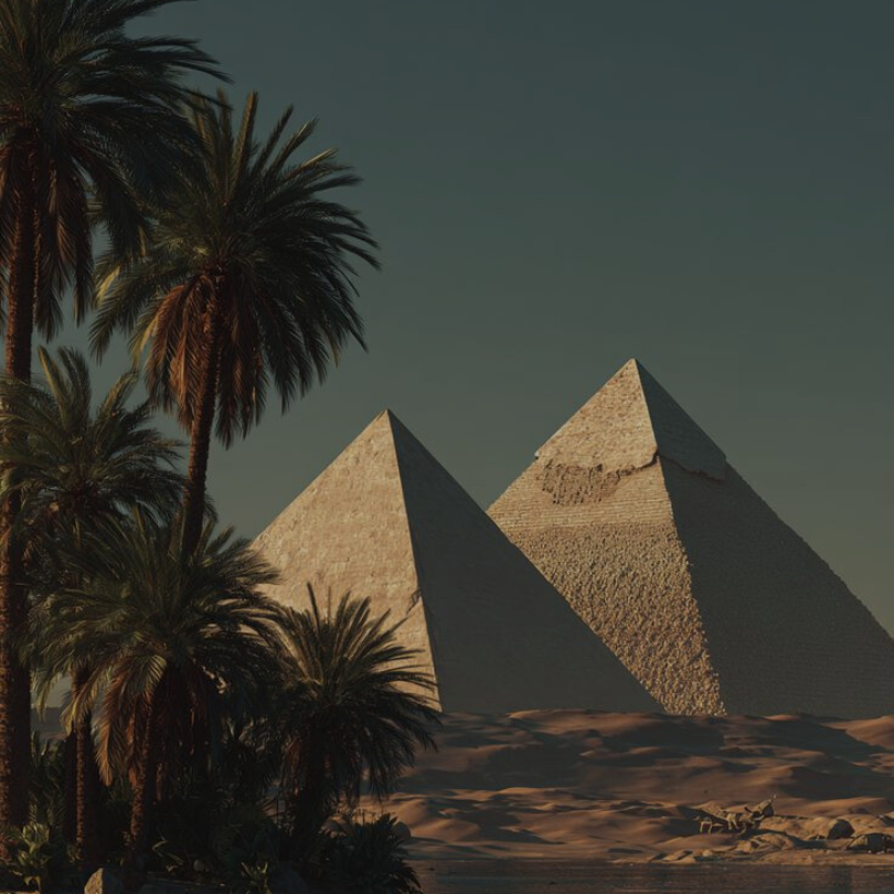 Pirámides de Egipto con palmeras. Aprende a organizar tu rutina según la Dra. Draelos y EIRE Origins