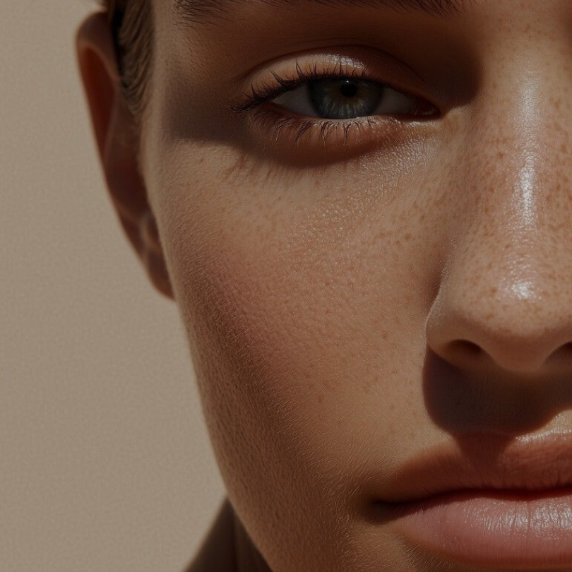 Primer plano del rostro de una mujer con pecas. ¿Cómo Maximizar la Absorción de tus Cosméticos?